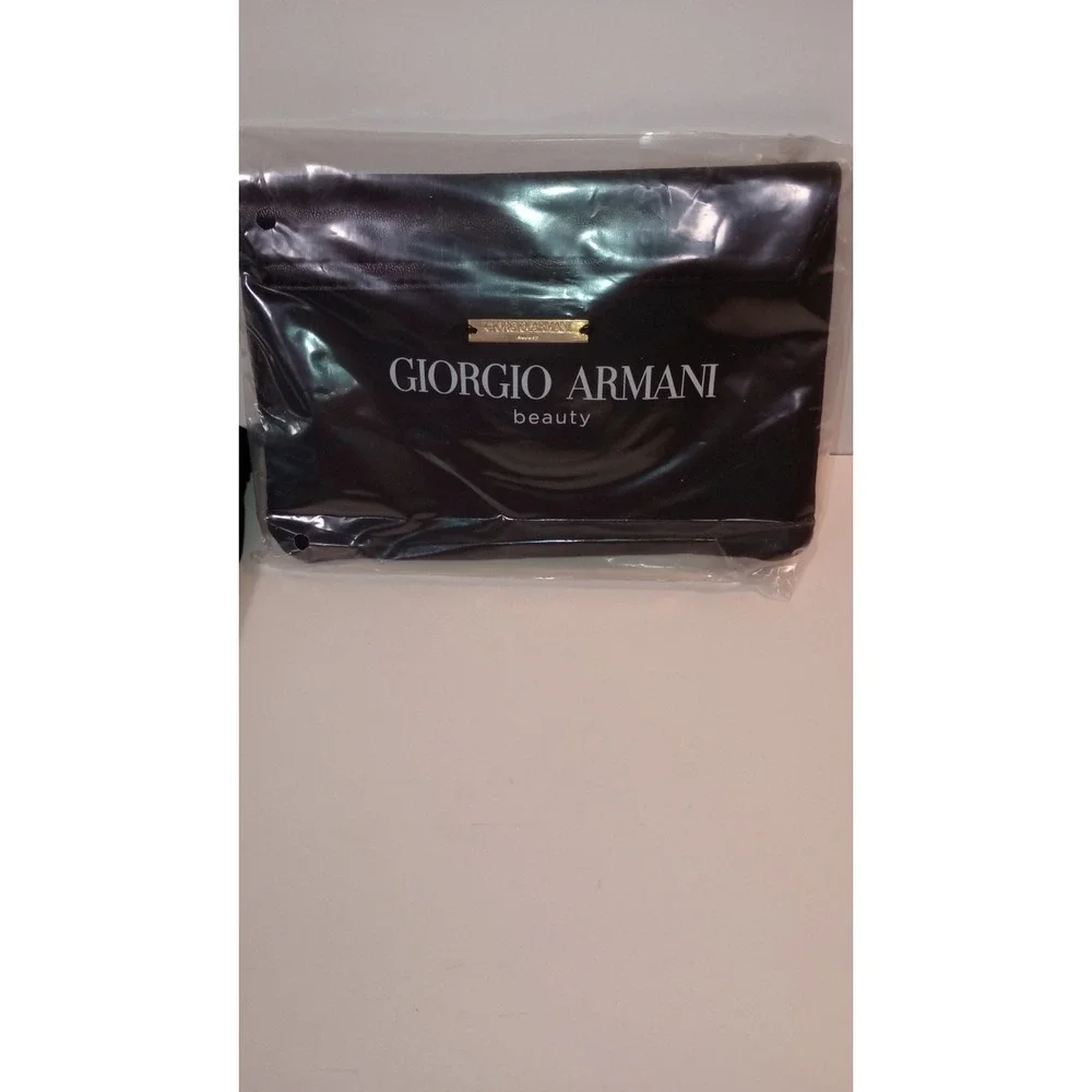 Giorgio Armani Beauty Black Premium Flat Pouch and Drawstring Bag Set